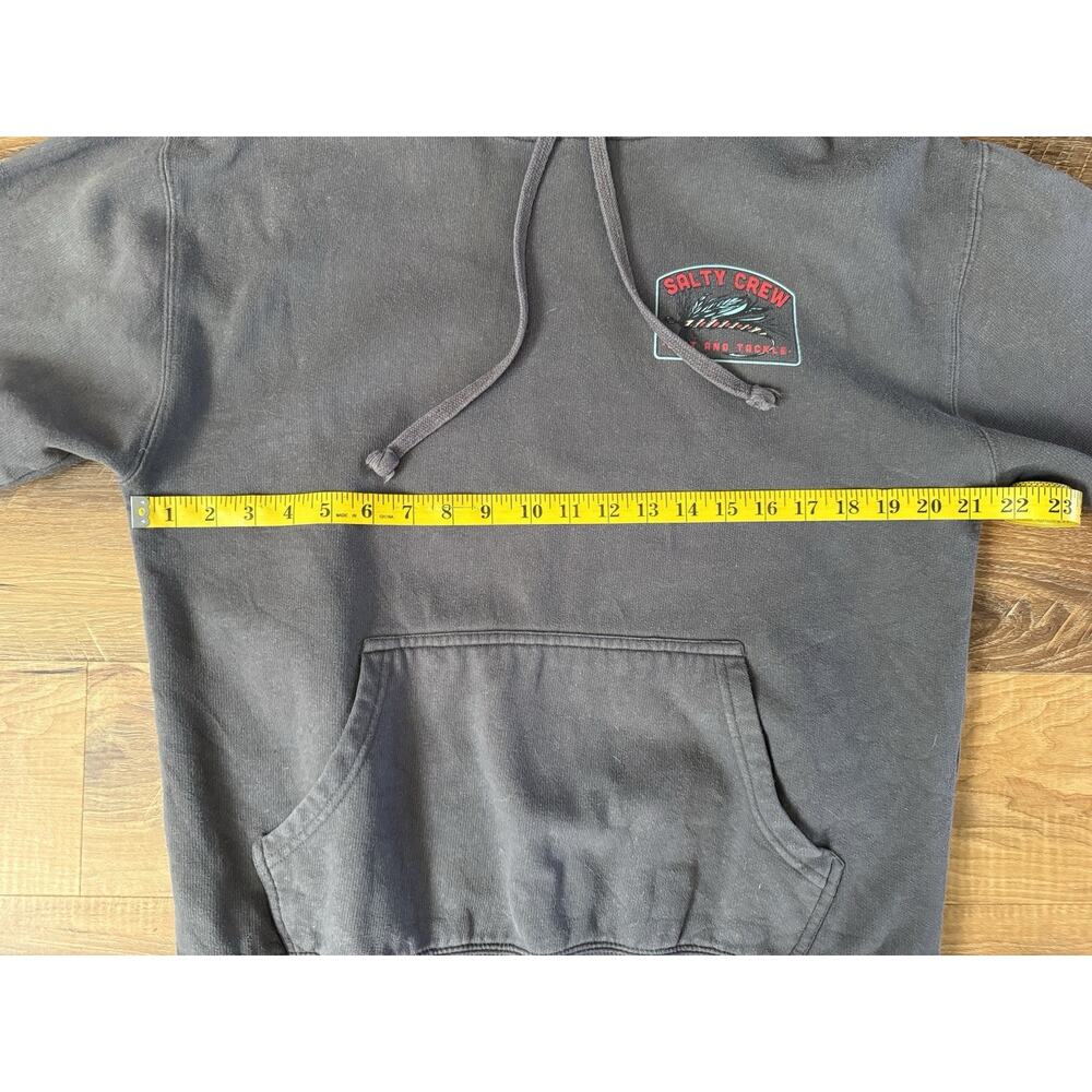 Salty Crew Hoodie Mens Medium M Grey Pullover Sweatshirt Outdoor Fishing - Picture 3 of 11